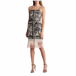 NWOT! TAHARI ASL Border Print Fringe Dress. Size 2.